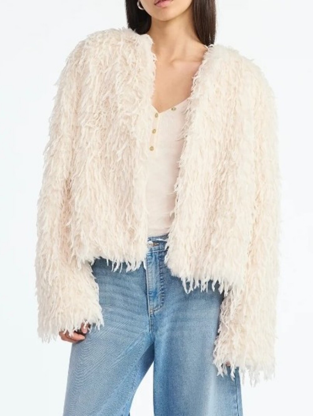 Scoop Women's and Women's  Whispy Faux Fur Jacket, - Picture 2 of 3